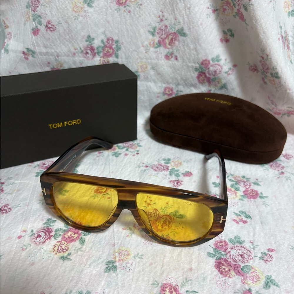 Tom Ford flat top shield sunglasses.